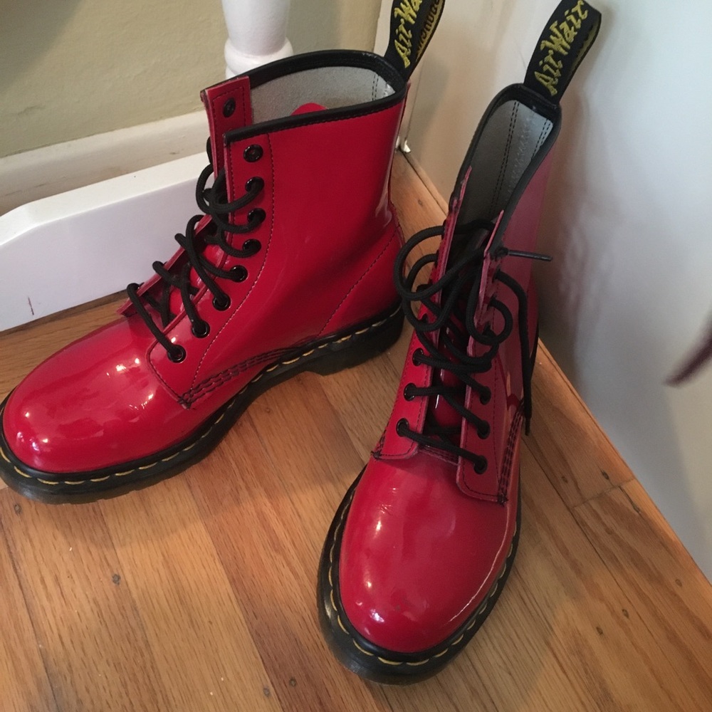 Dr Martens bright red boots W8